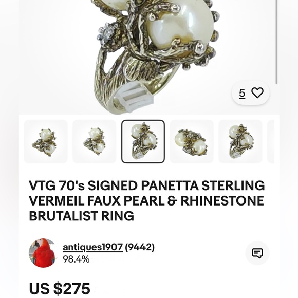 🖤RARE💕60-70s PANETTA designers ring